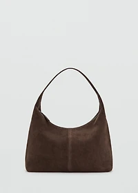 Suede shoulder bag with stitching