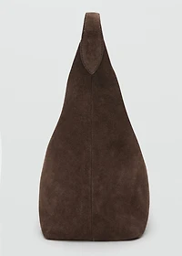 Suede shoulder bag with stitching