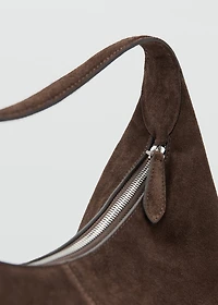Suede shoulder bag with stitching