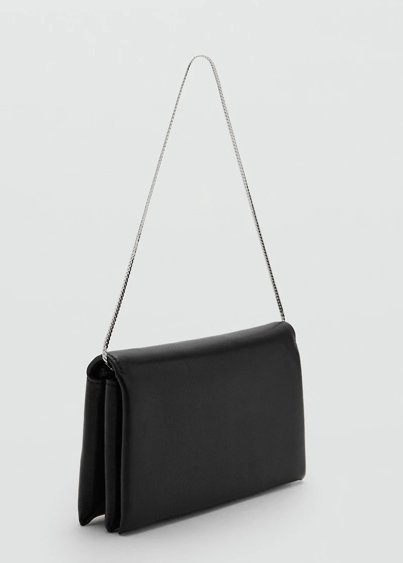 Leather shoulder bag with chain