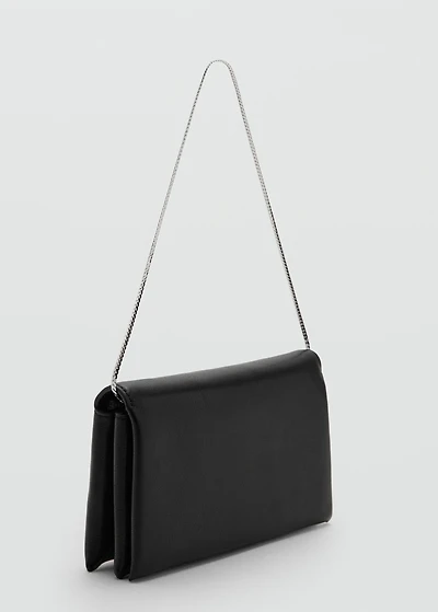 Leather shoulder bag with chain