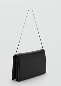 Leather shoulder bag with chain