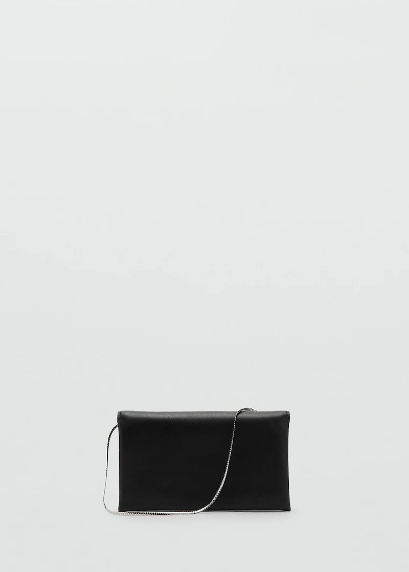 Leather shoulder bag with chain