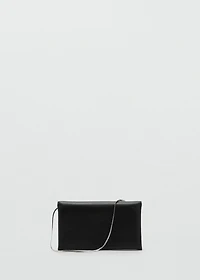 Leather shoulder bag with chain