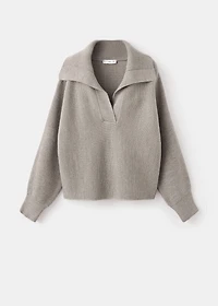 Polo-neck ribbed sweater
