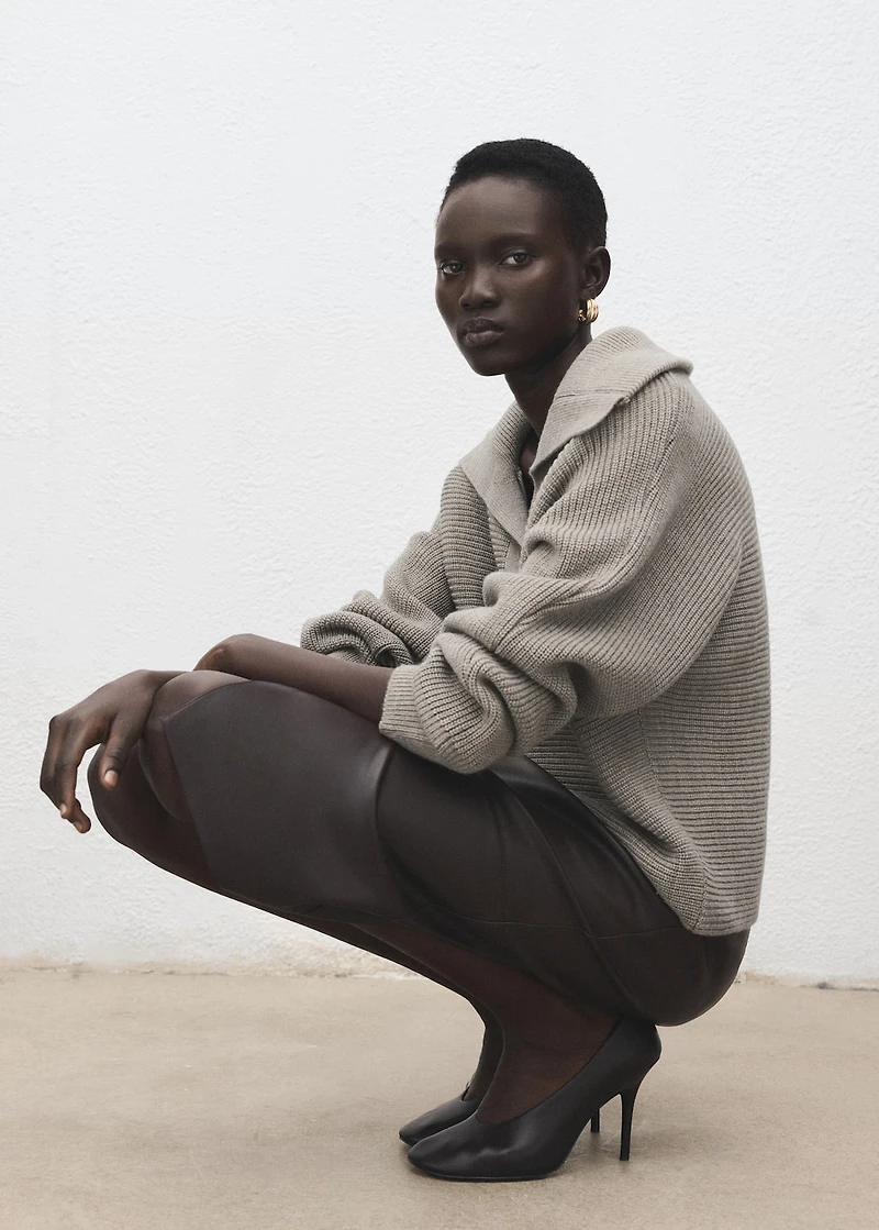 Polo-neck ribbed sweater