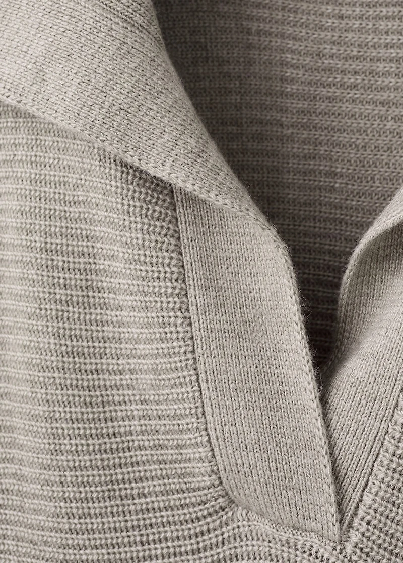 Polo-neck ribbed sweater