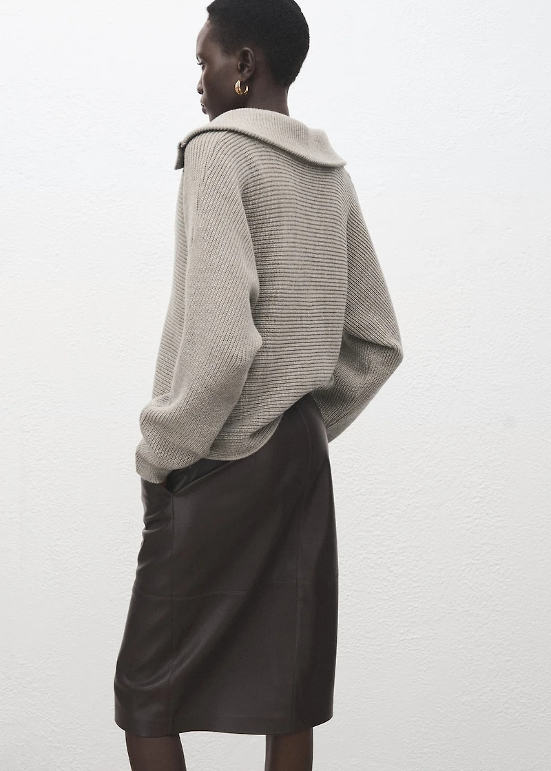 Polo-neck ribbed sweater