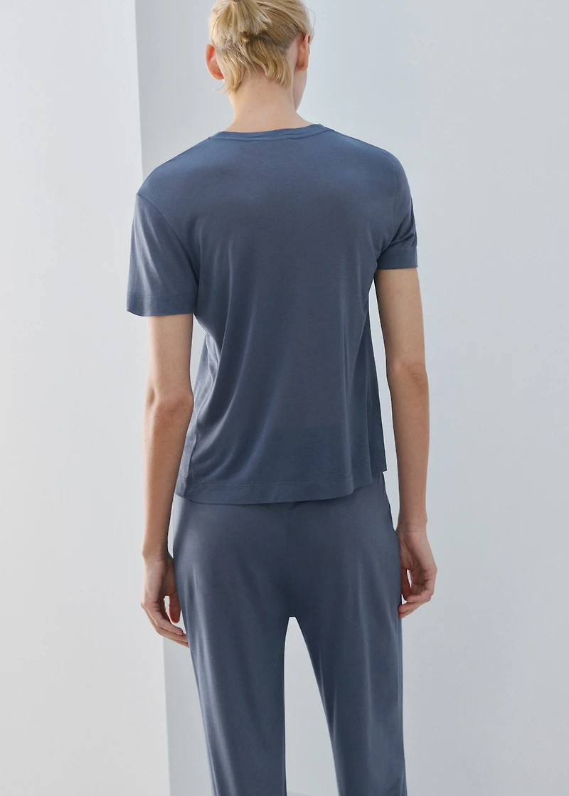 Short-sleeved micro-modal pajama top
