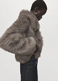 Faux fur effect lapel jacket