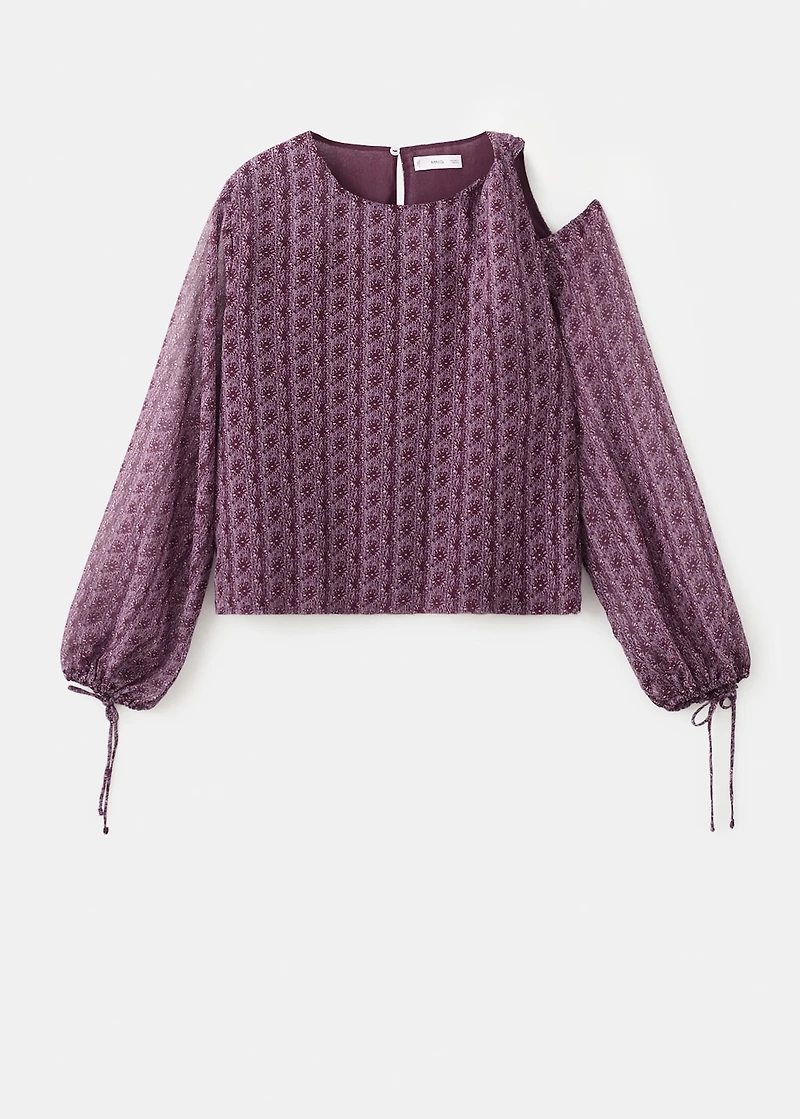 Printed blouse with cut-out