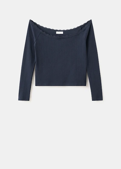 Lace boat-neck t-shirt