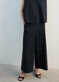 Straight-fit pants with elastic waist