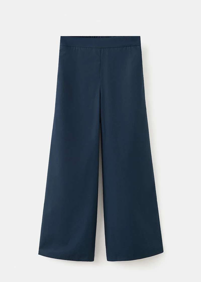Straight-fit pants with elastic waist