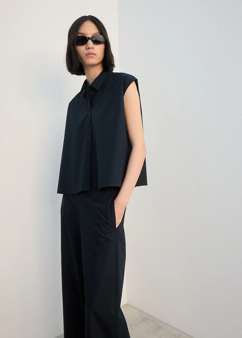 Straight-fit pants with elastic waist