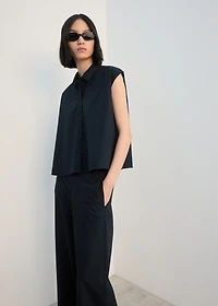 Straight-fit pants with elastic waist