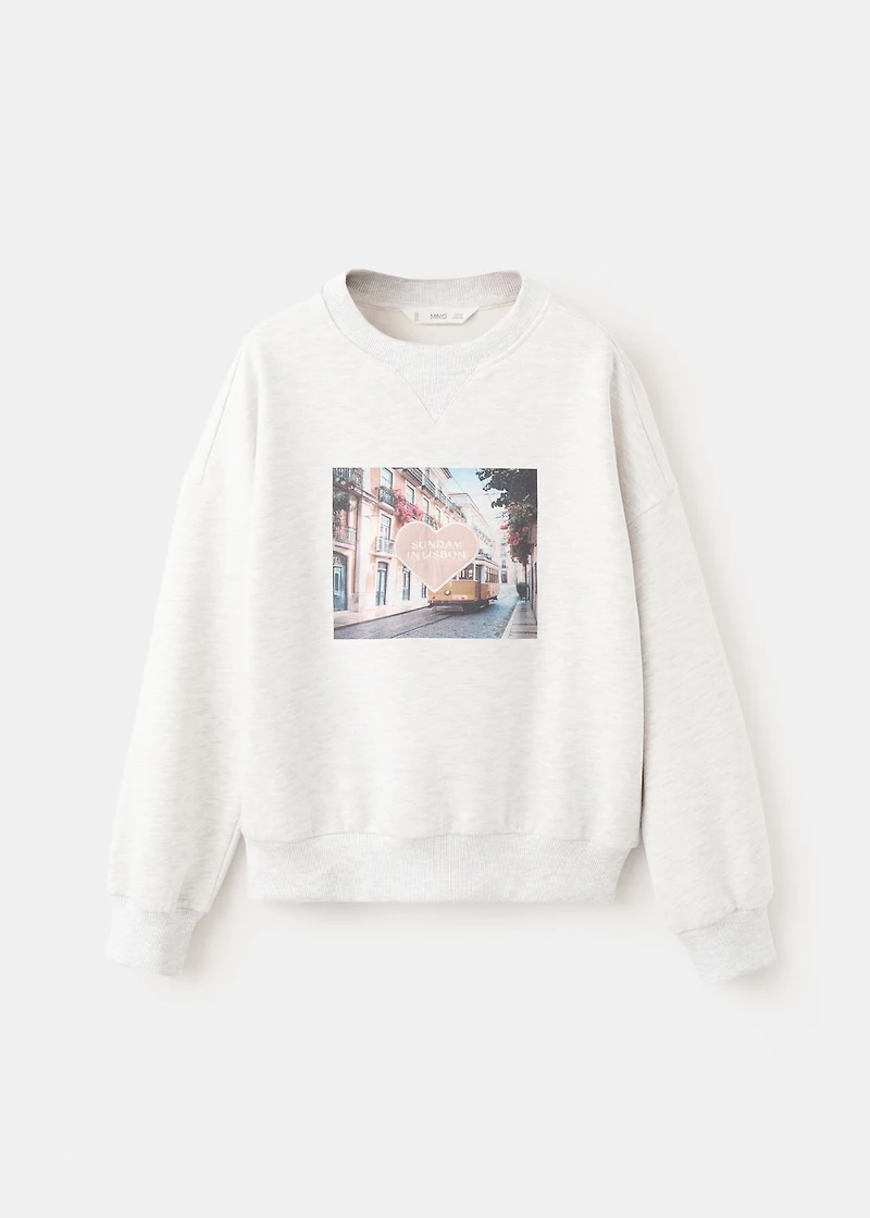 Printed embroidered sweatshirt