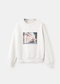 Printed embroidered sweatshirt