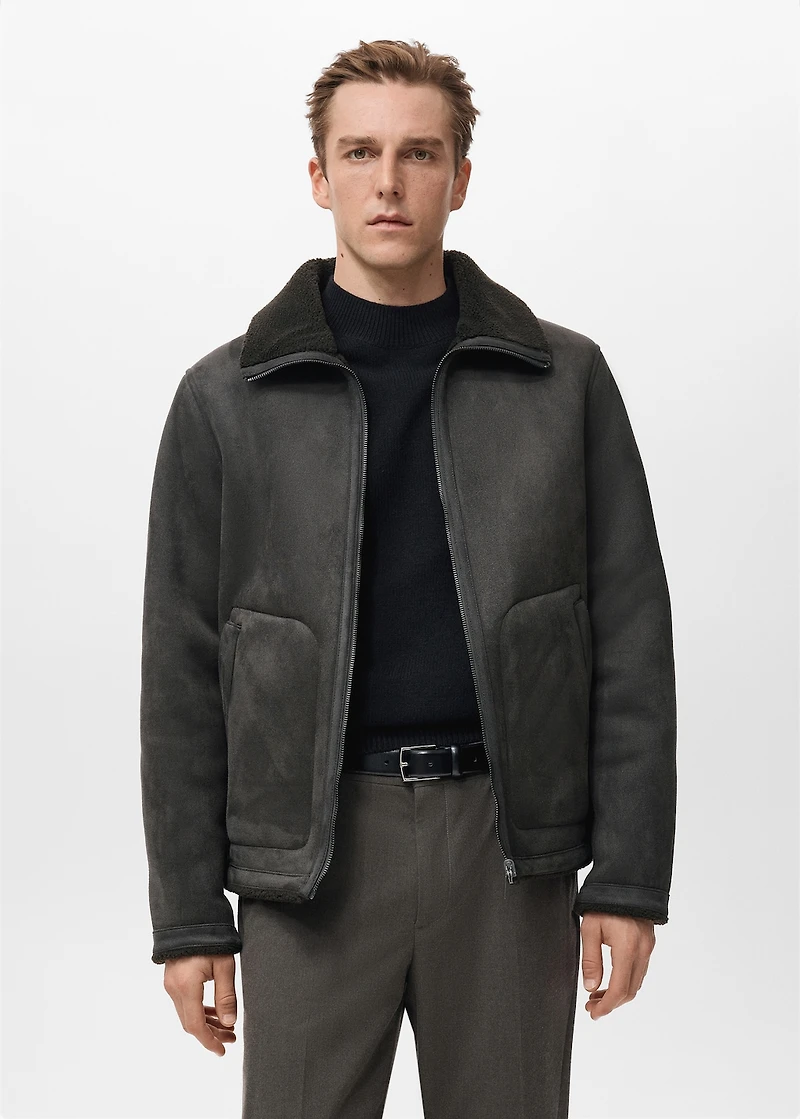 Shearling-lined faux-leather jacket