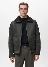 Shearling-lined faux-leather jacket