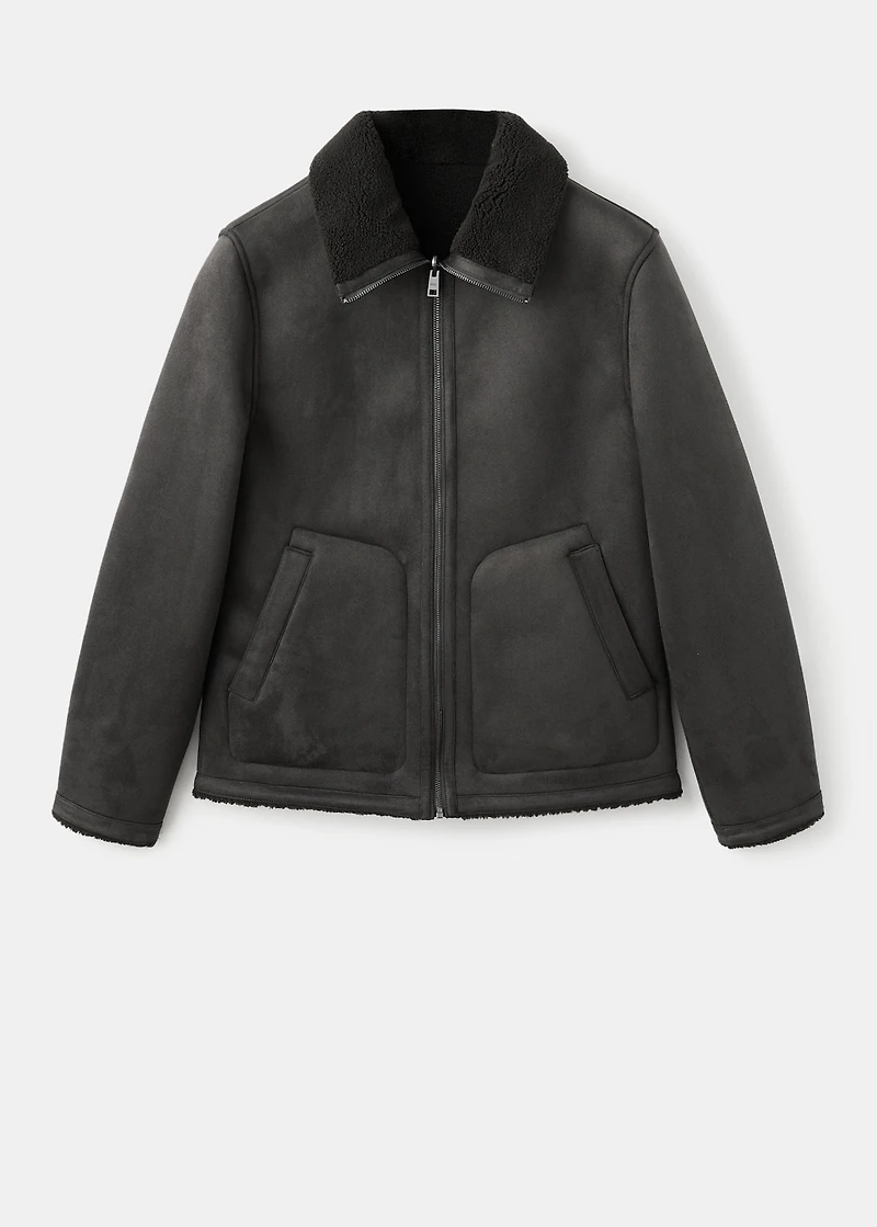 Shearling-lined faux-leather jacket