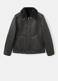 Shearling-lined faux-leather jacket