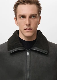 Shearling-lined faux-leather jacket