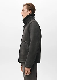 Shearling-lined faux-leather jacket