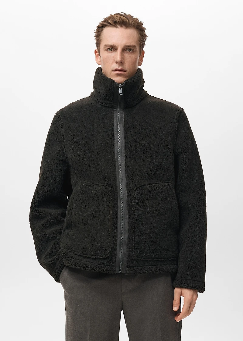 Shearling-lined faux-leather jacket