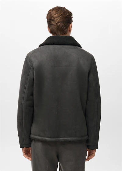 Shearling-lined faux-leather jacket