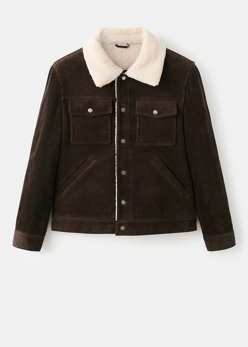 Corduroy jacket with shearling-effect lining