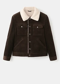 Corduroy jacket with shearling-effect lining