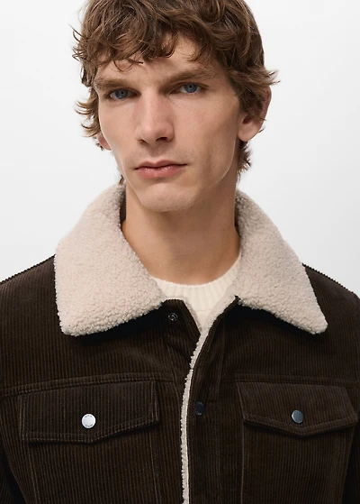 Corduroy jacket with shearling-effect lining