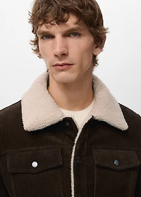 Corduroy jacket with shearling-effect lining