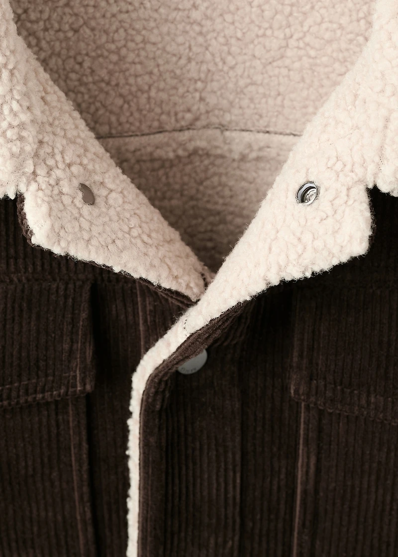 Corduroy jacket with shearling-effect lining