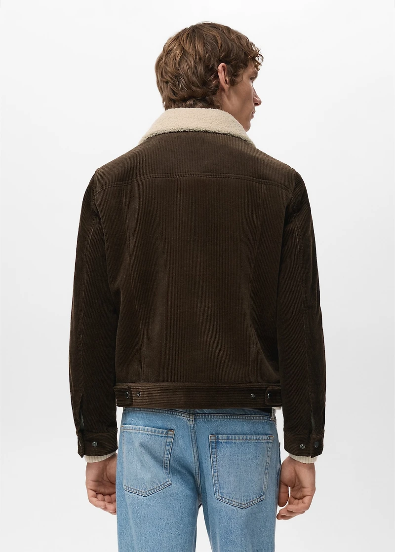 Corduroy jacket with shearling-effect lining