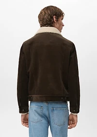 Corduroy jacket with shearling-effect lining