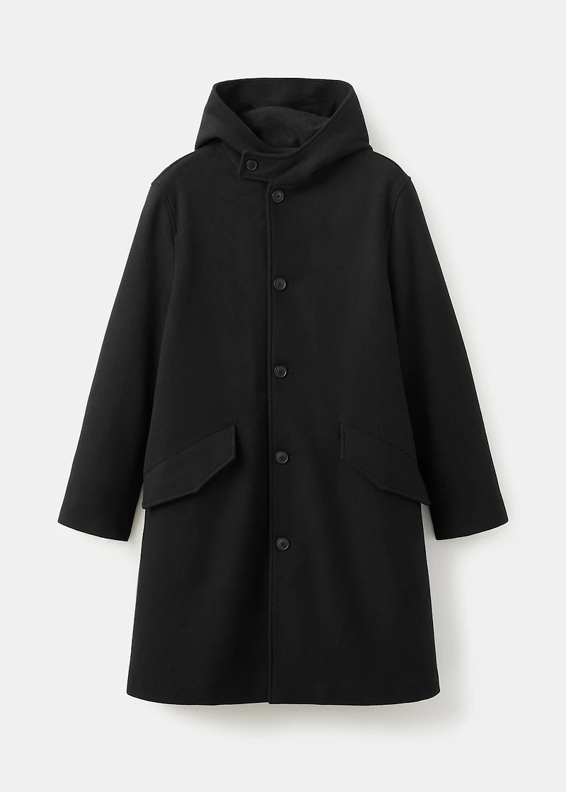 Wool blend coat with hood