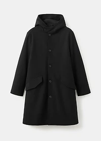 Wool blend coat with hood