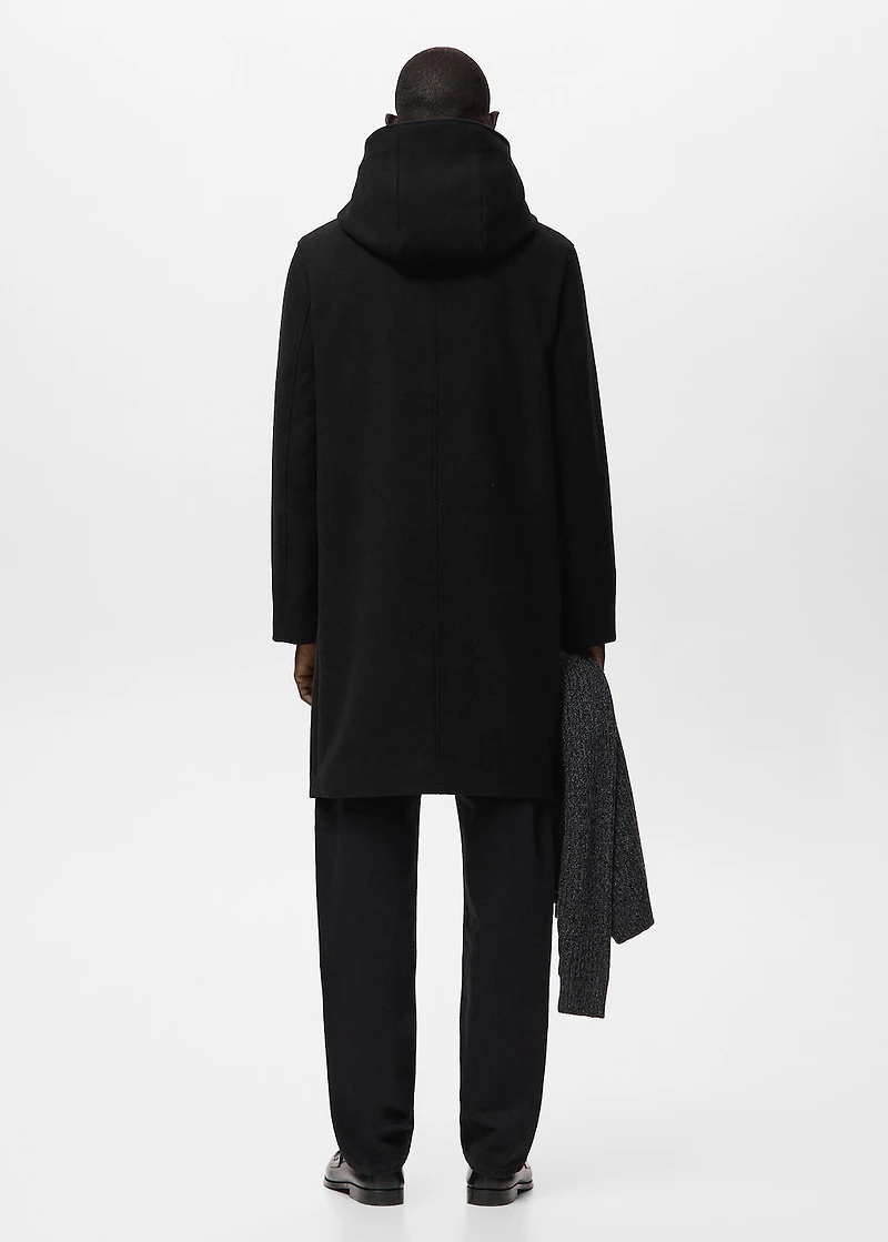 Wool blend coat with hood