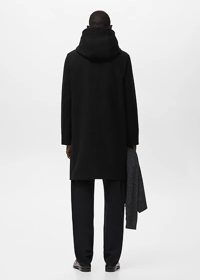 Wool blend coat with hood