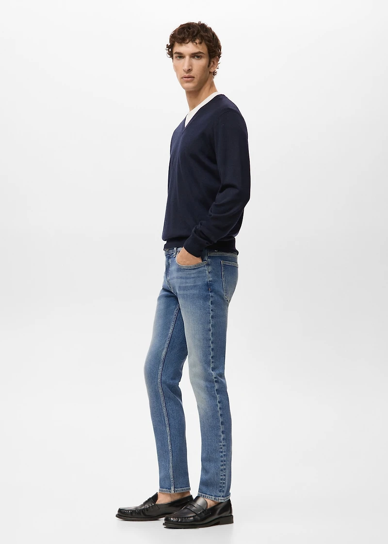 Jan slim-fit faded dark-wash jeans