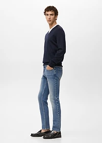 Jan slim-fit faded dark-wash jeans