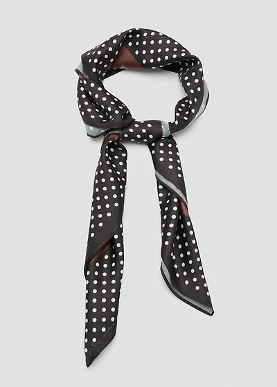 Satin check-print scarf