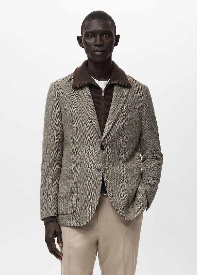 Slim fit wool blend blazer