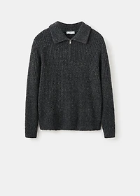 Wool-blend sweater with zipper