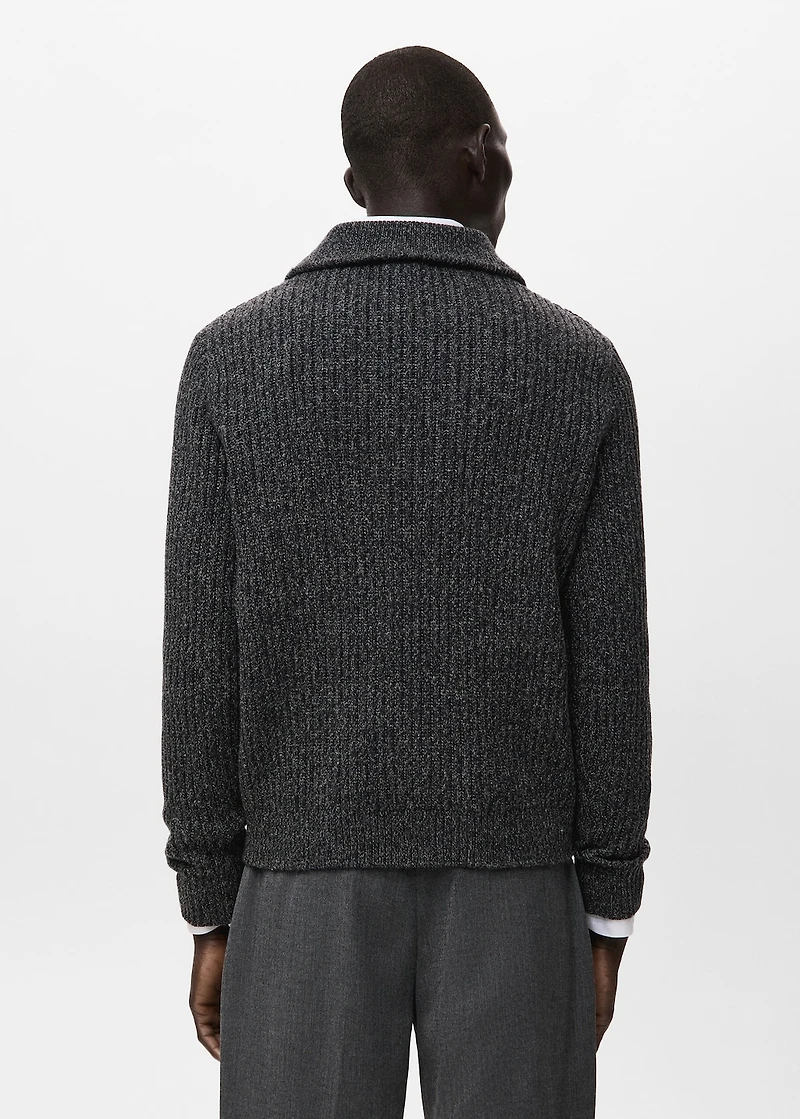 Wool-blend sweater with zipper