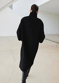 Wool-blend funnel-neck coat
