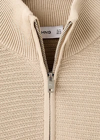 Cotton sweater with neck zip