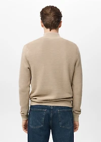 Cotton sweater with neck zip